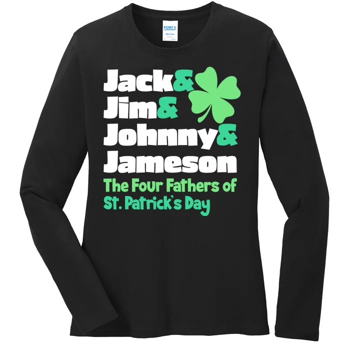 Jack Jim Johnny Jameson The Four Fathers Of St Patrick's Day Ladies Long Sleeve Shirt