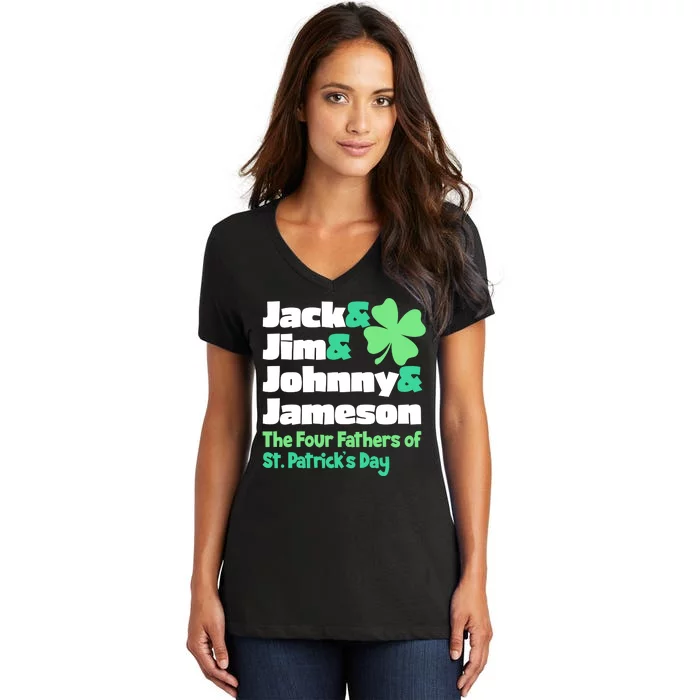 Jack Jim Johnny Jameson The Four Fathers Of St Patrick's Day Women's V-Neck T-Shirt