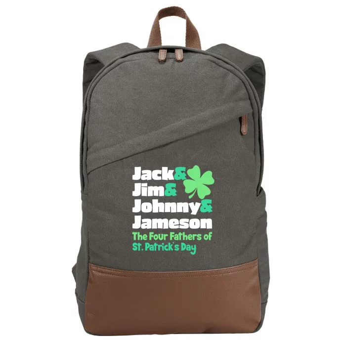 Jack Jim Johnny Jameson The Four Fathers Of St Patrick's Day Cotton Canvas Backpack