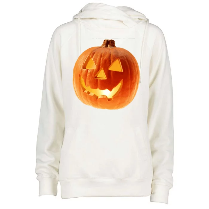 Jack o Lantern Womens Funnel Neck Pullover Hood