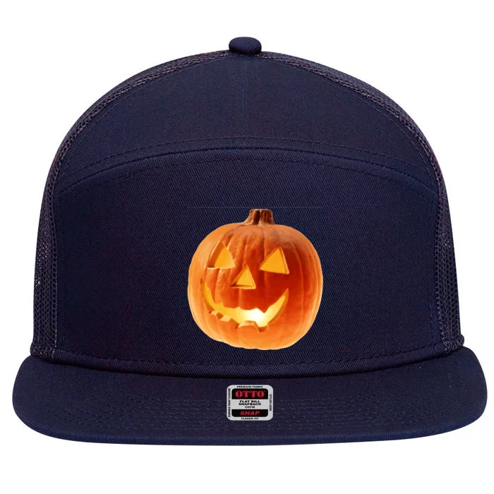 Jack o Lantern 7 Panel Mesh Trucker Snapback Hat