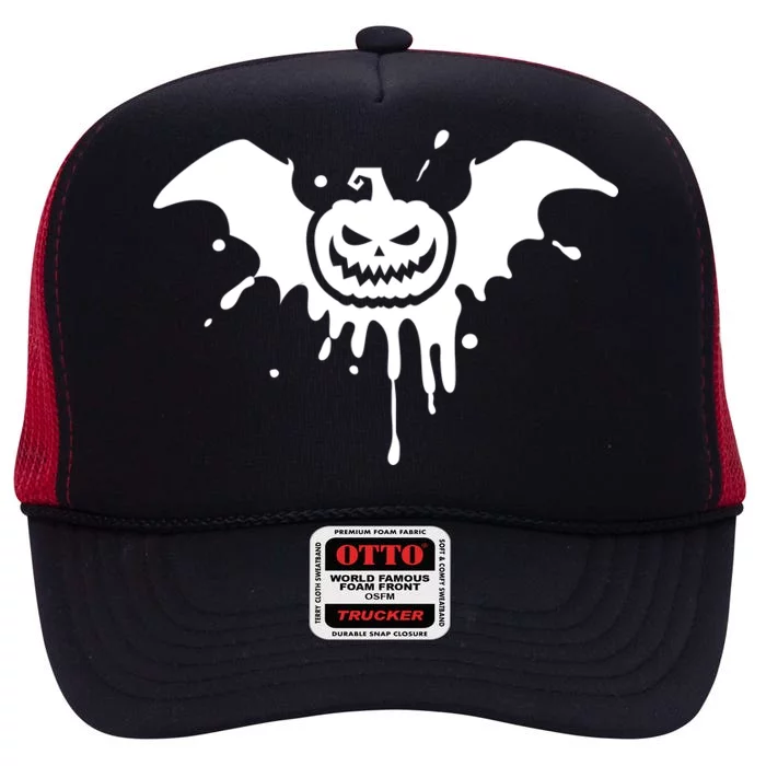 Jack O Lantern Bat High Crown Mesh Trucker Hat