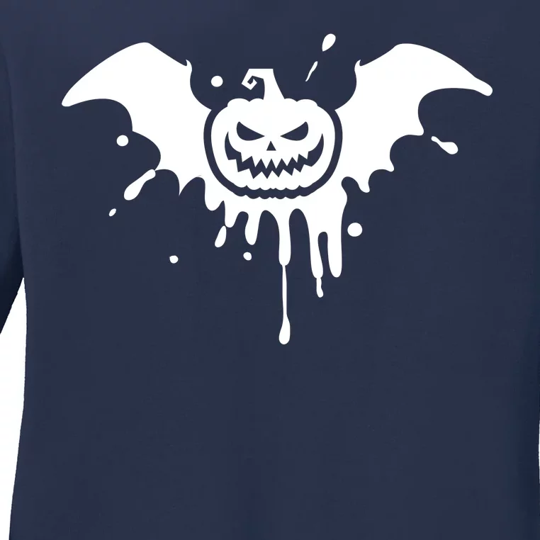 Jack O Lantern Bat Ladies Long Sleeve Shirt