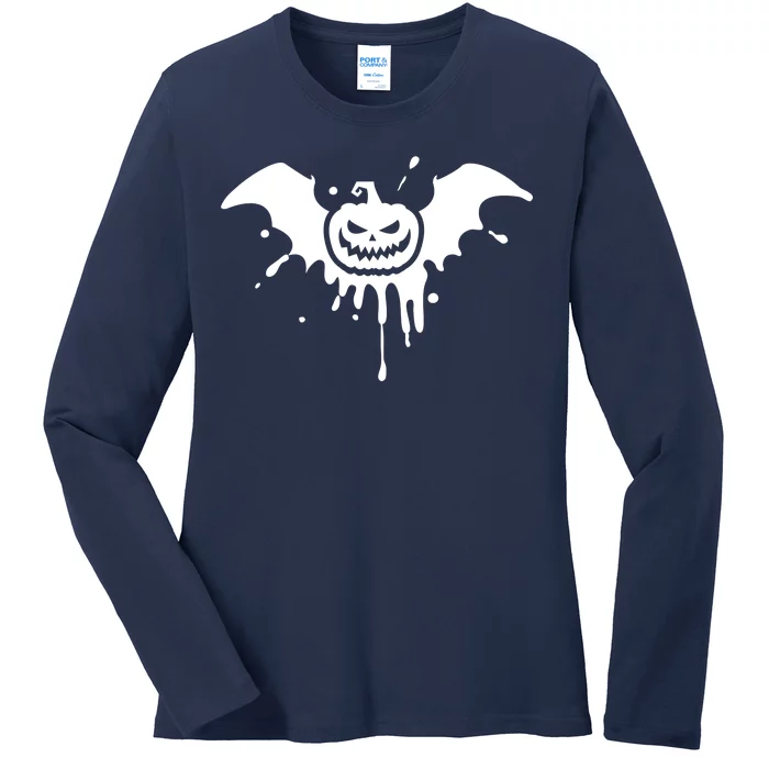 Jack O Lantern Bat Ladies Long Sleeve Shirt