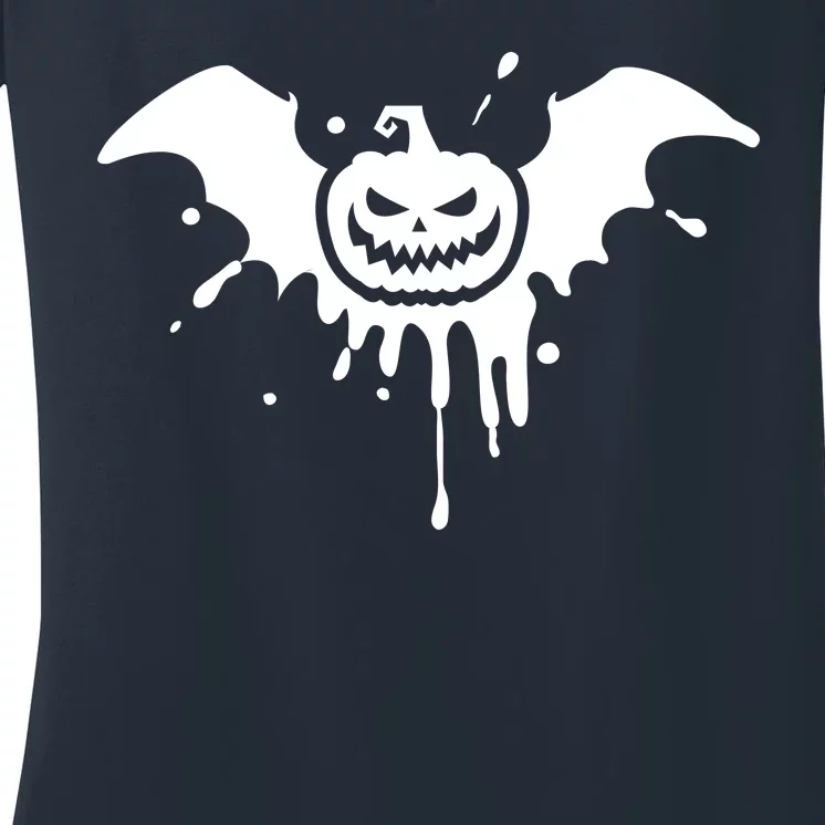 Jack O Lantern Bat Women's V-Neck T-Shirt