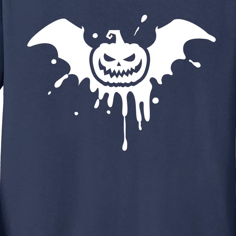 Jack O Lantern Bat Kids Long Sleeve Shirt