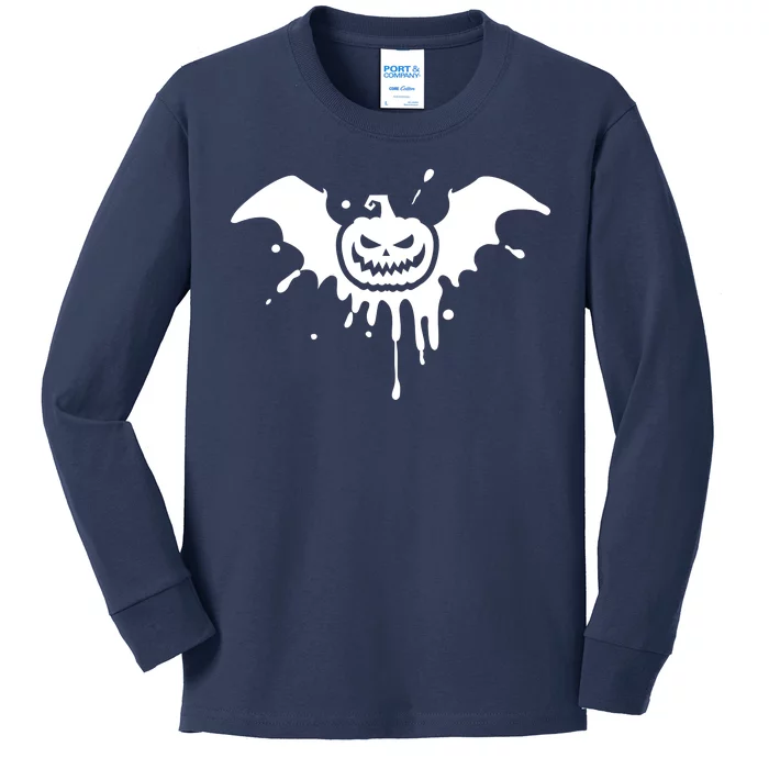 Jack O Lantern Bat Kids Long Sleeve Shirt