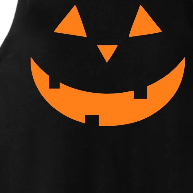 Jack o Lantern Pumpkin Face Ladies Tri-Blend Wicking Tank