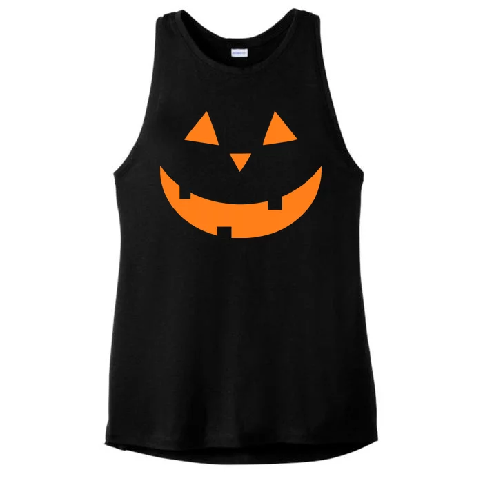 Jack o Lantern Pumpkin Face Ladies Tri-Blend Wicking Tank