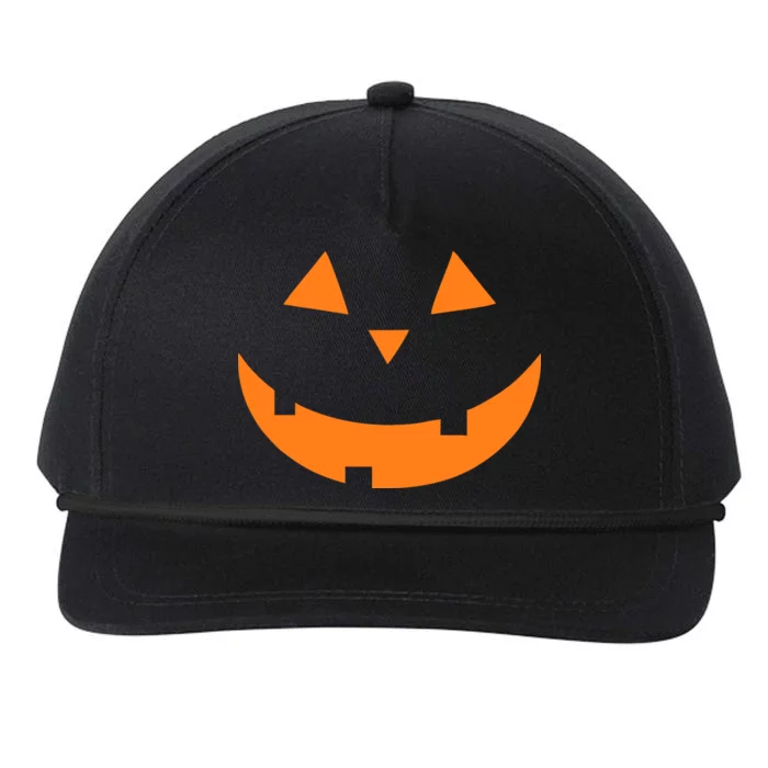 Jack o Lantern Pumpkin Face Snapback Five-Panel Rope Hat