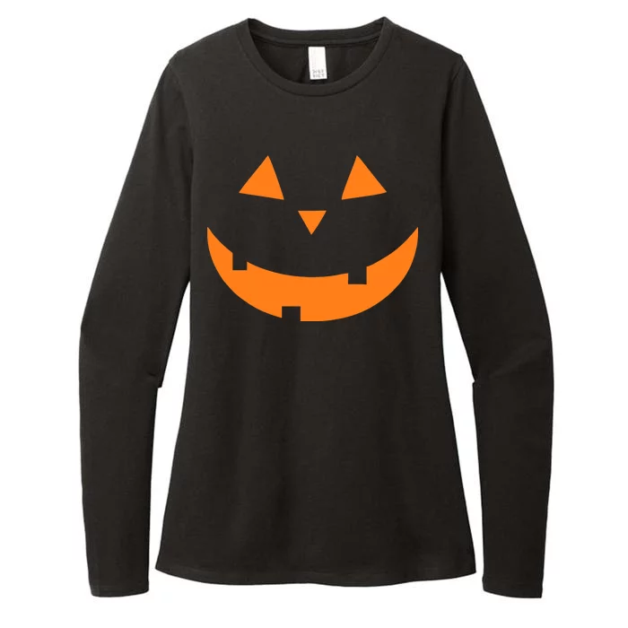 Jack o Lantern Pumpkin Face Womens CVC Long Sleeve Shirt