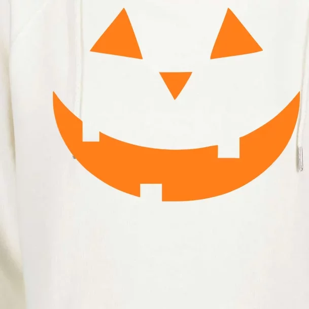 Jack o Lantern Pumpkin Face Womens Funnel Neck Pullover Hood