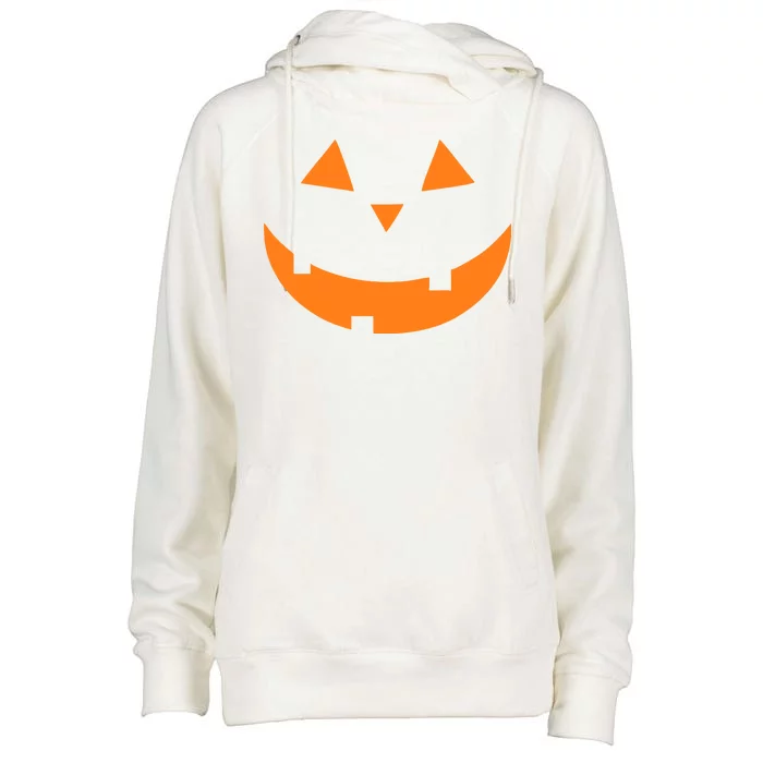 Jack o Lantern Pumpkin Face Womens Funnel Neck Pullover Hood