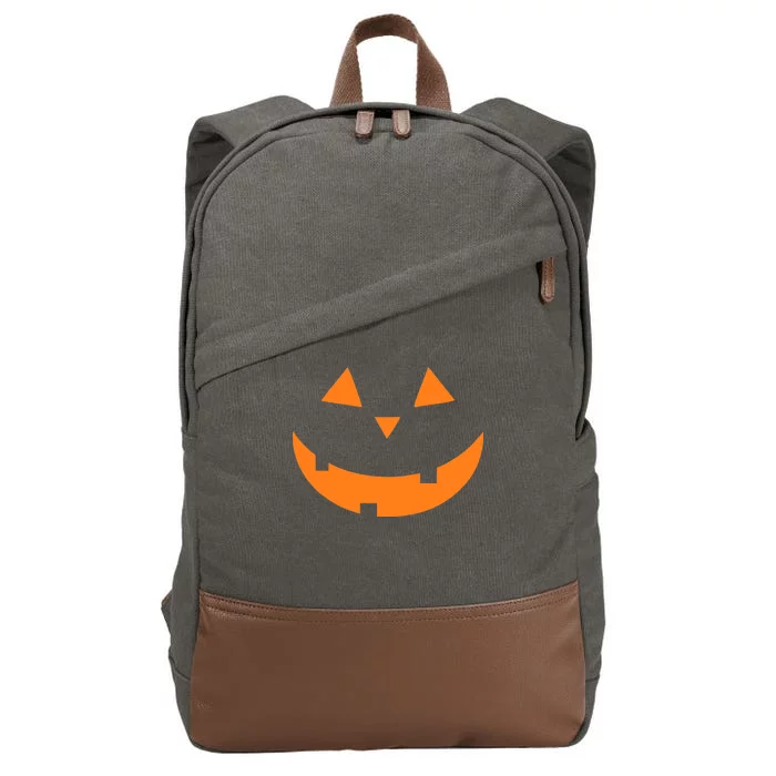 Jack o Lantern Pumpkin Face Cotton Canvas Backpack