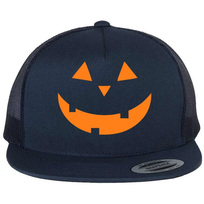 Jack o Lantern Pumpkin Face Flat Bill Trucker Hat