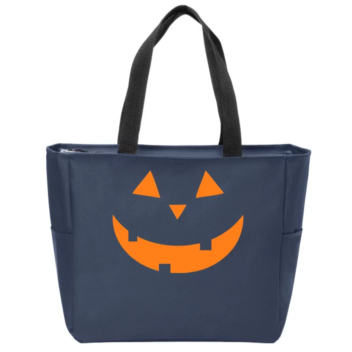 Jack o Lantern Pumpkin Face Zip Tote Bag