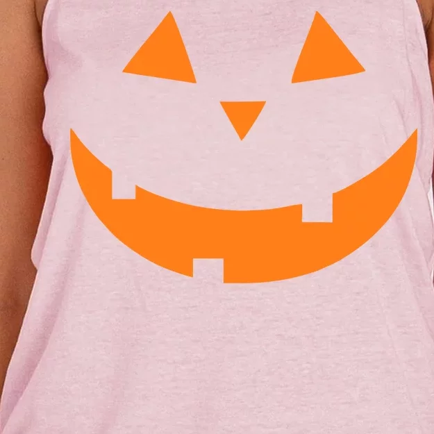 Jack o Lantern Pumpkin Face Women's Knotted Racerback Tank