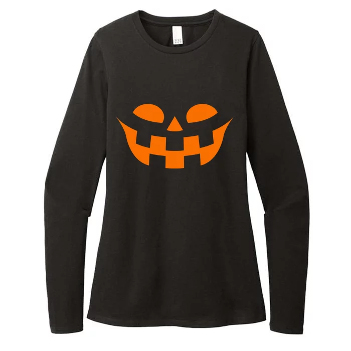 Jack O Lantern Scary Spookey Face Womens CVC Long Sleeve Shirt