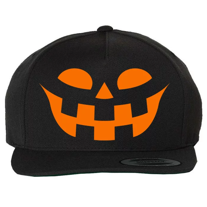 Jack O Lantern Scary Spookey Face Wool Snapback Cap