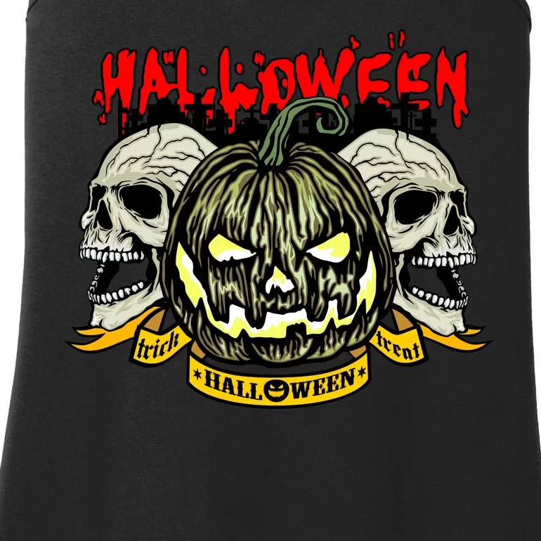 Jack o Lantern Skulls Halloween Ladies Essential Tank