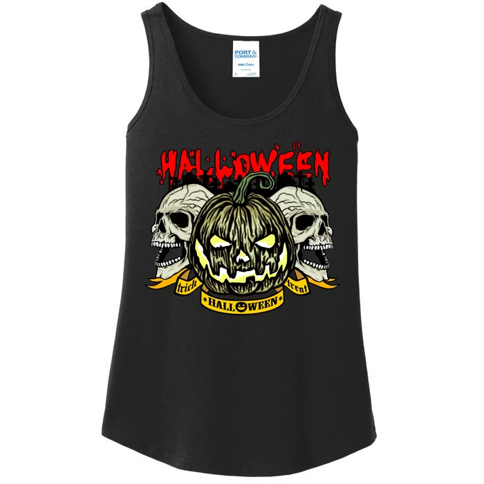 Jack o Lantern Skulls Halloween Ladies Essential Tank