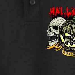 Jack o Lantern Skulls Halloween Dry Zone Grid Performance Polo