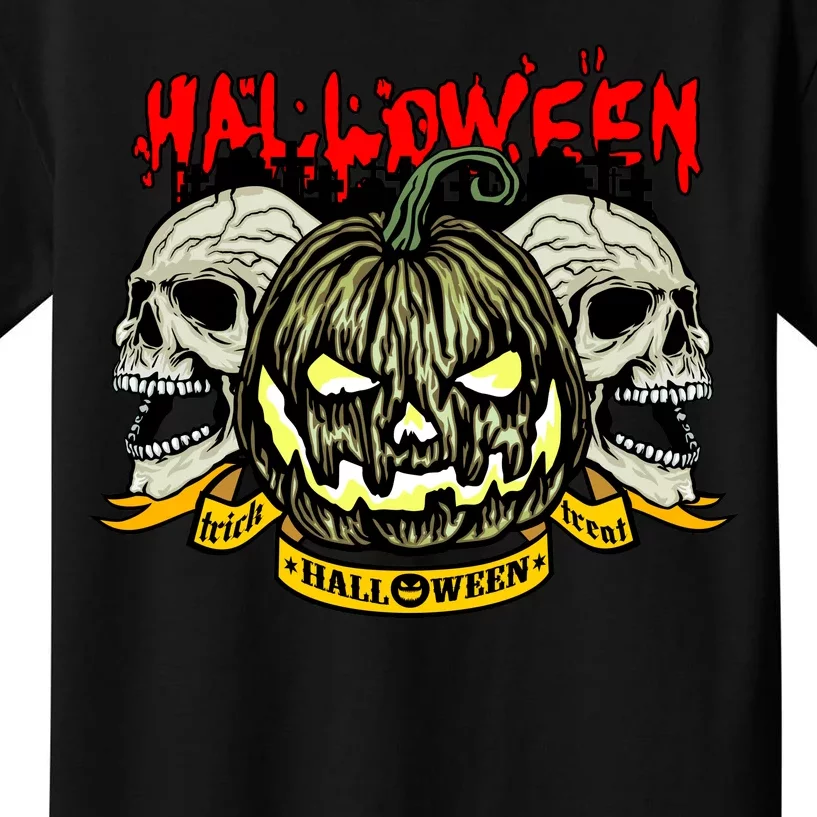 Jack o Lantern Skulls Halloween Kids T-Shirt