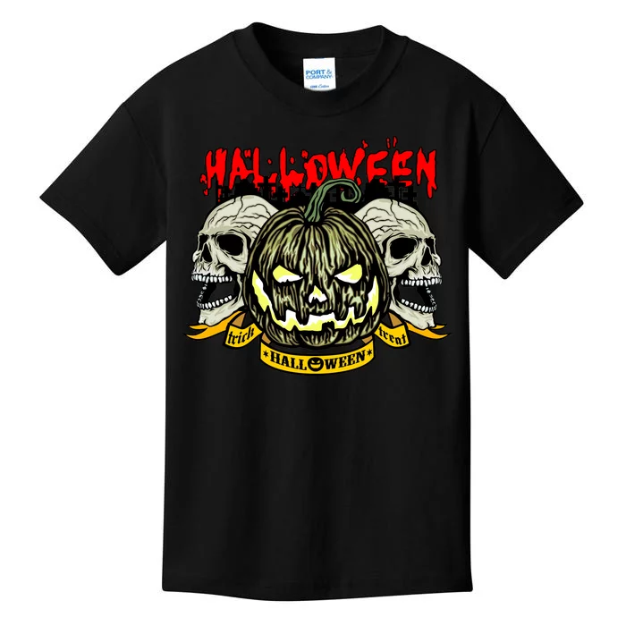 Jack o Lantern Skulls Halloween Kids T-Shirt