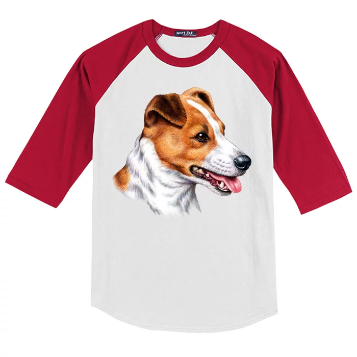 Jack Russell Dog Kids Colorblock Raglan Jersey