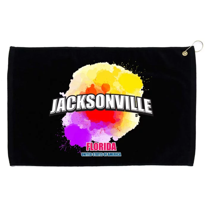 Jacksonville Colorful Retro Logo Grommeted Golf Towel