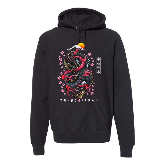 Japanese Aesthetic Dragon Tokyo Japan Premium Hoodie