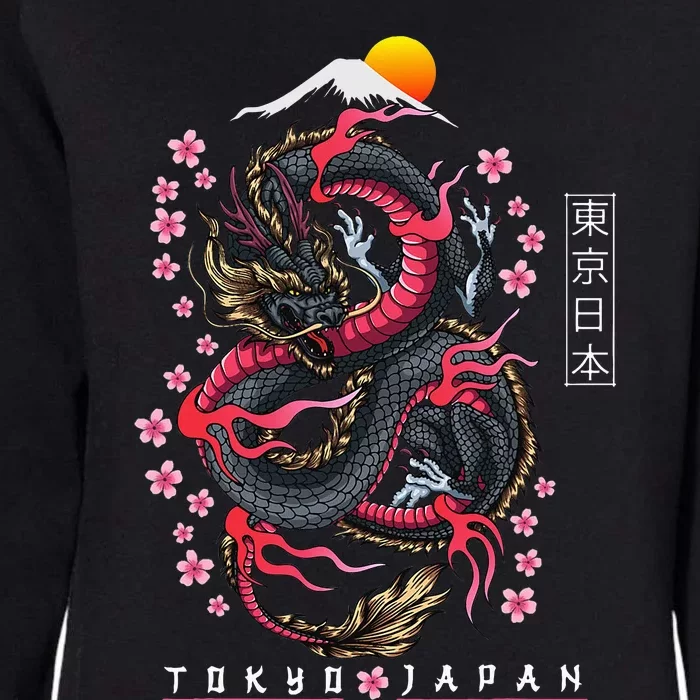 Japanese Aesthetic Dragon Tokyo Japan Womens California Wash Sweatshirt