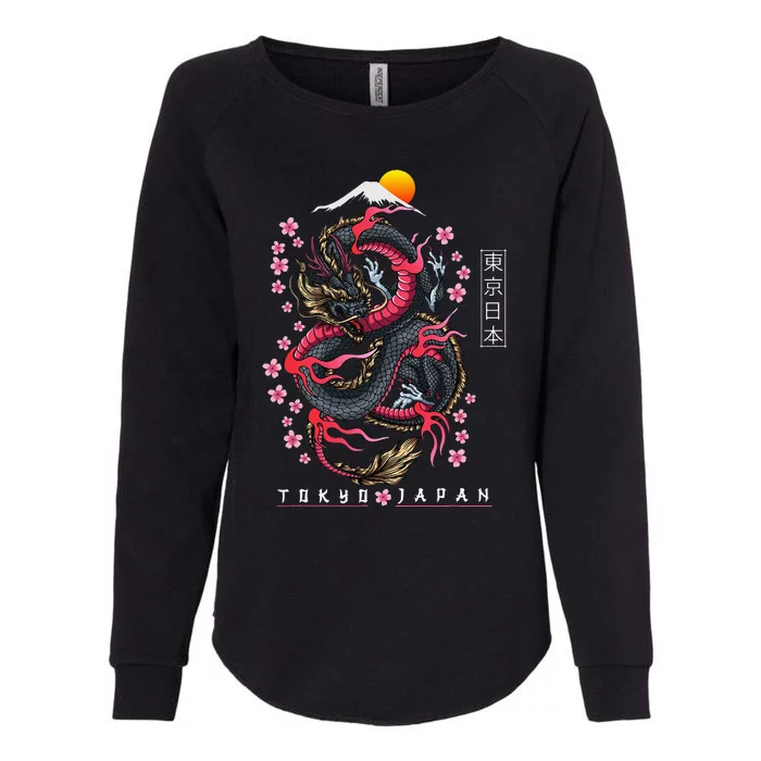 Japanese Aesthetic Dragon Tokyo Japan Womens California Wash Sweatshirt