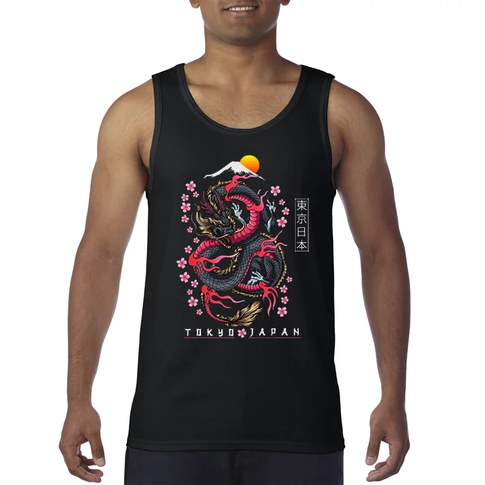 Japanese Aesthetic Dragon Tokyo Japan Tank Top