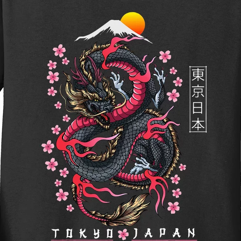 Japanese Aesthetic Dragon Tokyo Japan Kids Long Sleeve Shirt