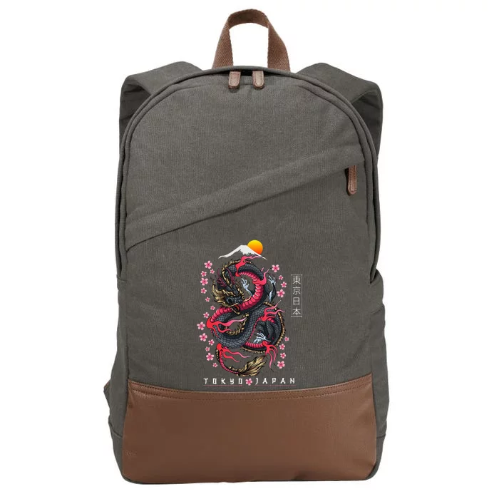 Japanese Aesthetic Dragon Tokyo Japan Cotton Canvas Backpack