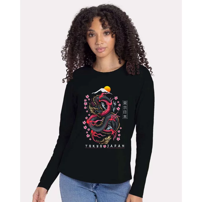 Japanese Aesthetic Dragon Tokyo Japan Manga Womens Cotton Relaxed Long Sleeve T-Shirt