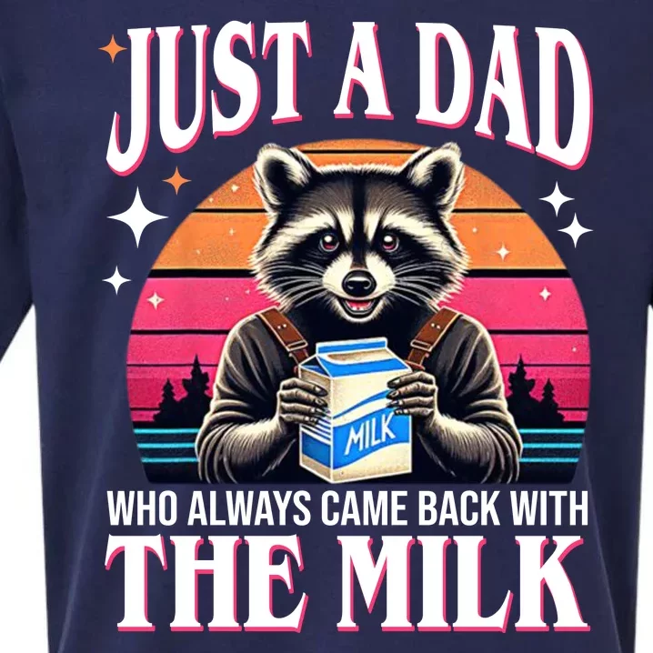 Just A Dad Who Always Came Back With The Milk Funny Raccoon Sueded Cloud Jersey T-Shirt