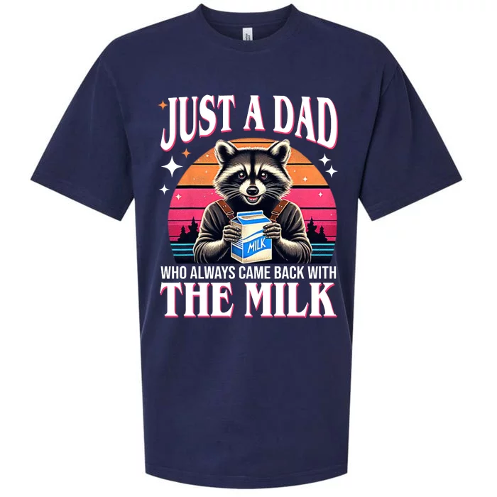 Just A Dad Who Always Came Back With The Milk Funny Raccoon Sueded Cloud Jersey T-Shirt