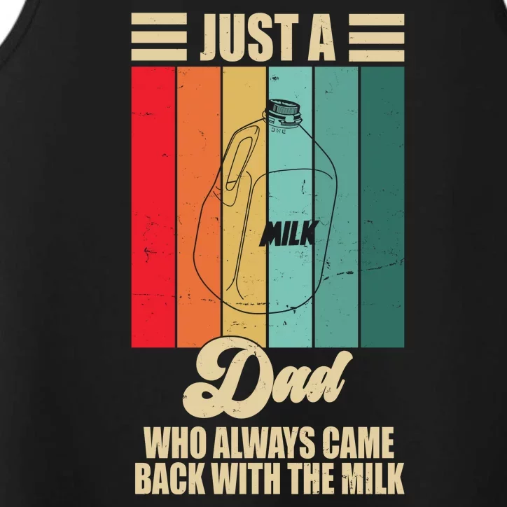 Just A Dad Who Always Came Back With The Milk Funny Retro Performance Tank