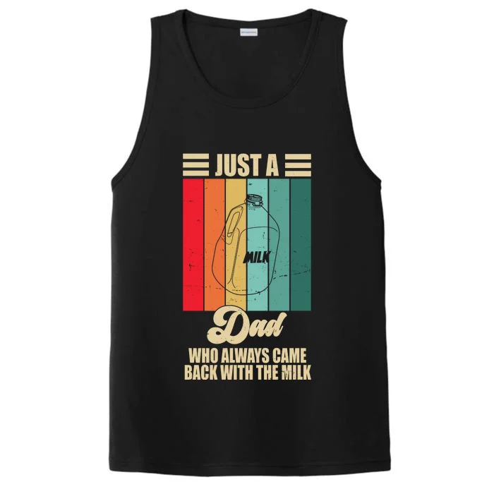 Just A Dad Who Always Came Back With The Milk Funny Retro Performance Tank