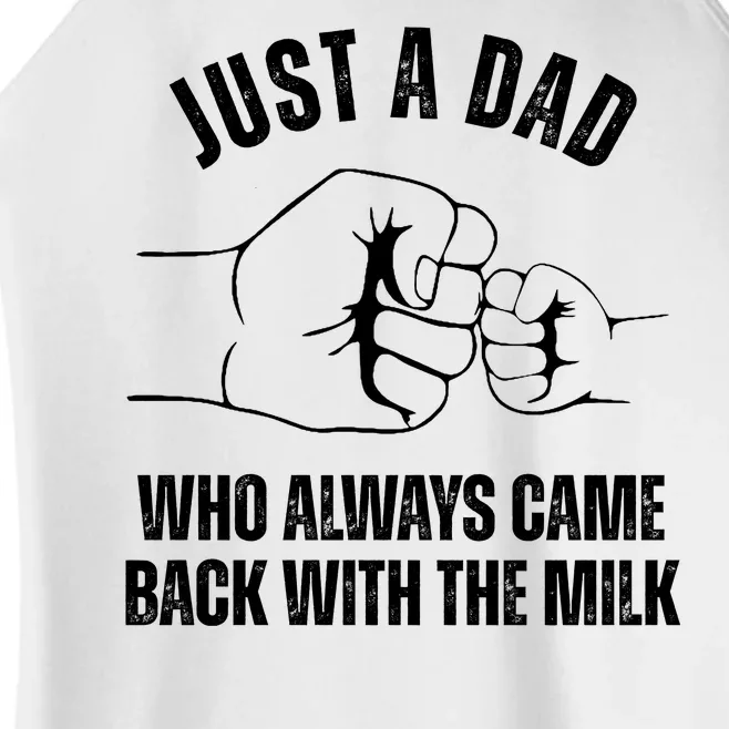 Just A Dad Who Always Came Back With The Milk Women’s Perfect Tri Rocker Tank