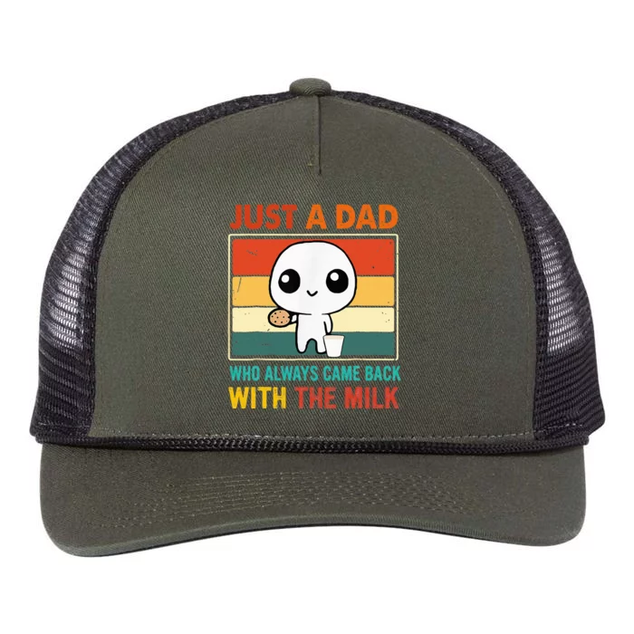 Just A Dad Who Always Came Back With The Milk Retro Rope Trucker Hat Cap