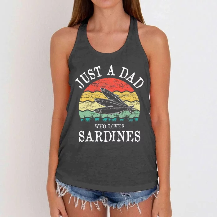 Just A DAD Who Loves Sardines Women's Knotted Racerback Tank