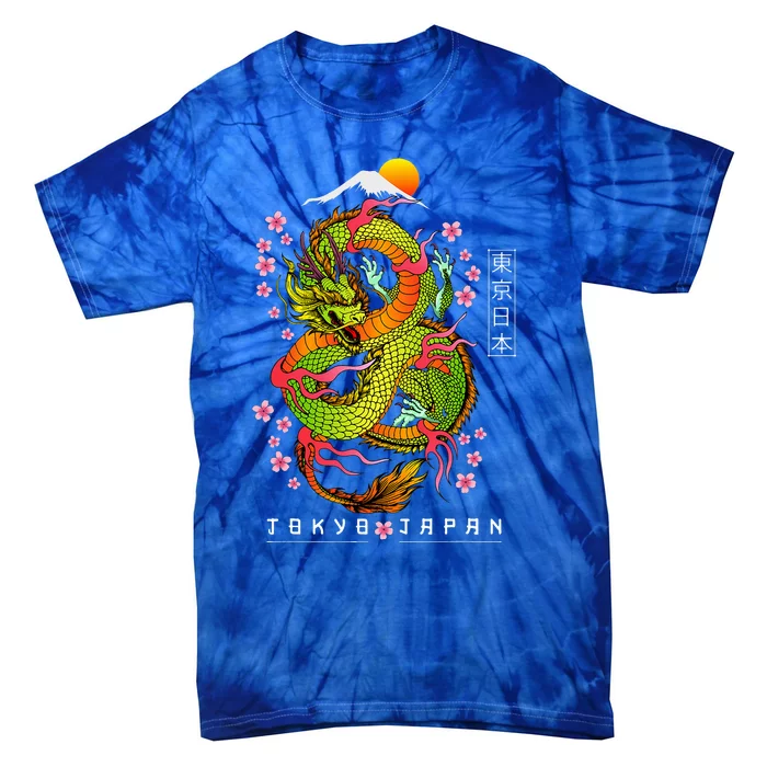 Japanese Aesthetic Dragon Tokyo Japan Asian 80’s Manga Anime Tie-Dye T-Shirt