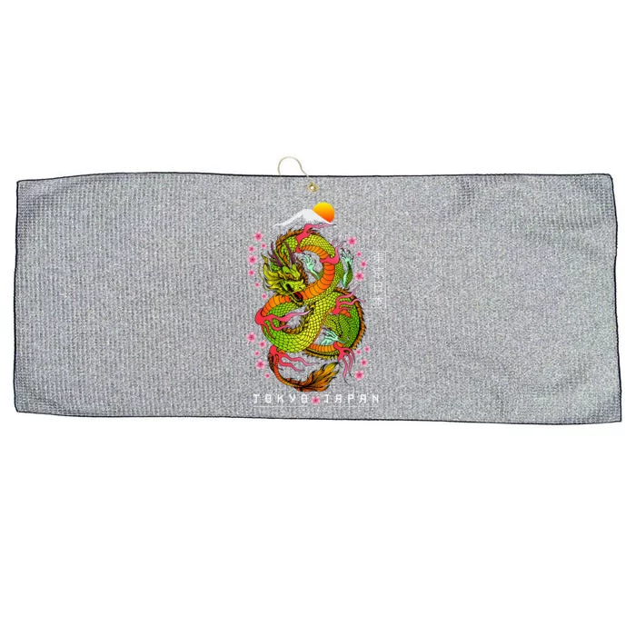 Japanese Aesthetic Dragon Tokyo Japan Asian 80’s Manga Anime Large Microfiber Waffle Golf Towel