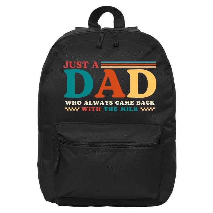 Just A Dad Who Always Came Back With The Milk 16 in Basic Backpack