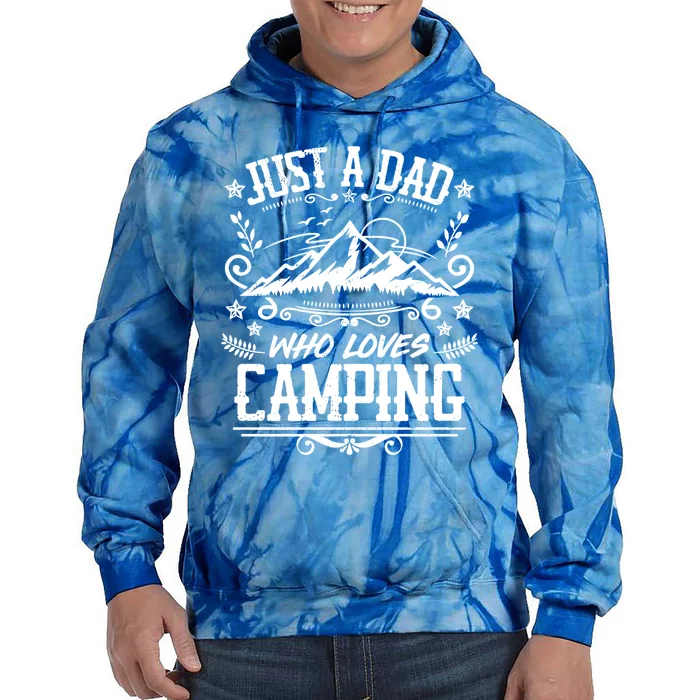 Just A Dad Who Loves Camping Funny Camper Father Vintage Gift Tie Dye Hoodie