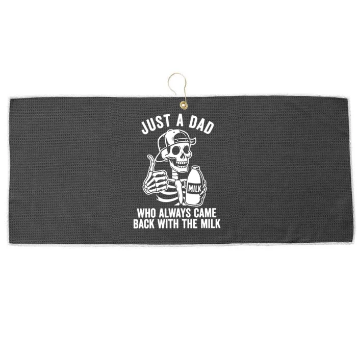 Just A Dad Who Always Came Back With The Milk Large Microfiber Waffle Golf Towel