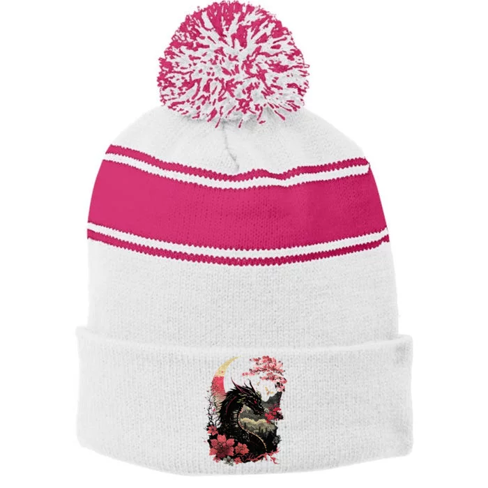 Japanese Aesthetic Dragon Japanese Art Japan Tattoo Stripe Pom Pom Beanie